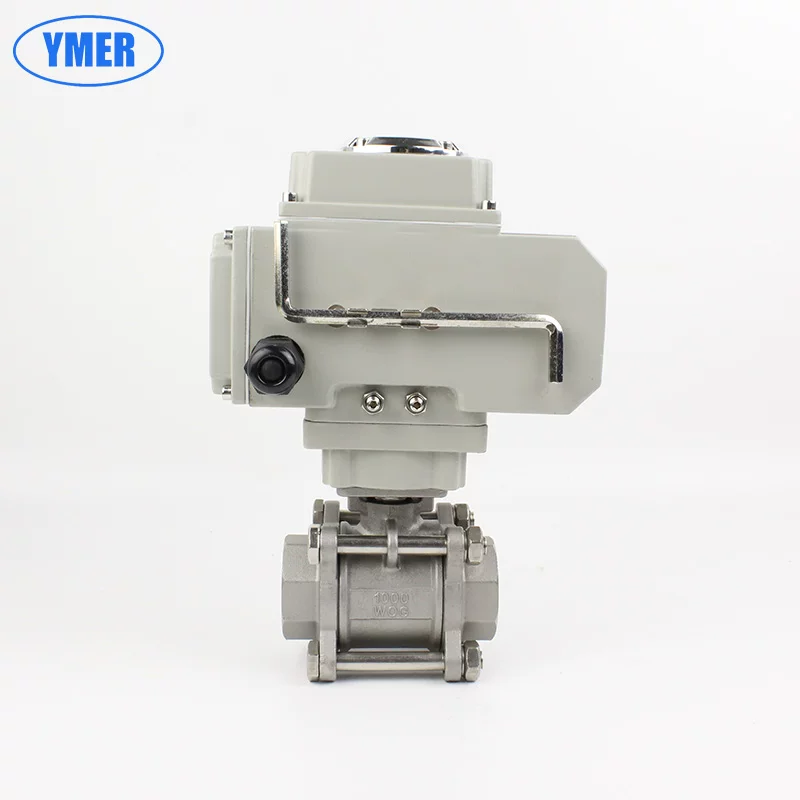 Q911F Threaded Stainless Steel Electric Ball Valve AC220V 3-Piece Shut-off Valve, On-Off / Modulatin